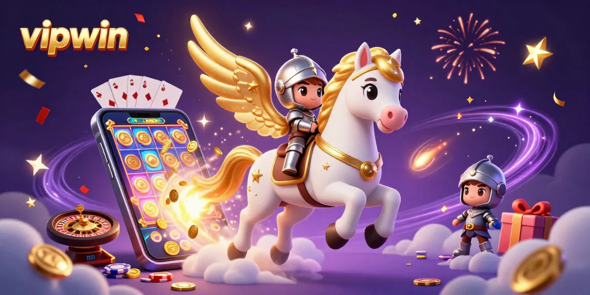 Experience thrilling wins with vipwin in a vibrant 3D casino illustration showcasing excitement and magical gameplay.