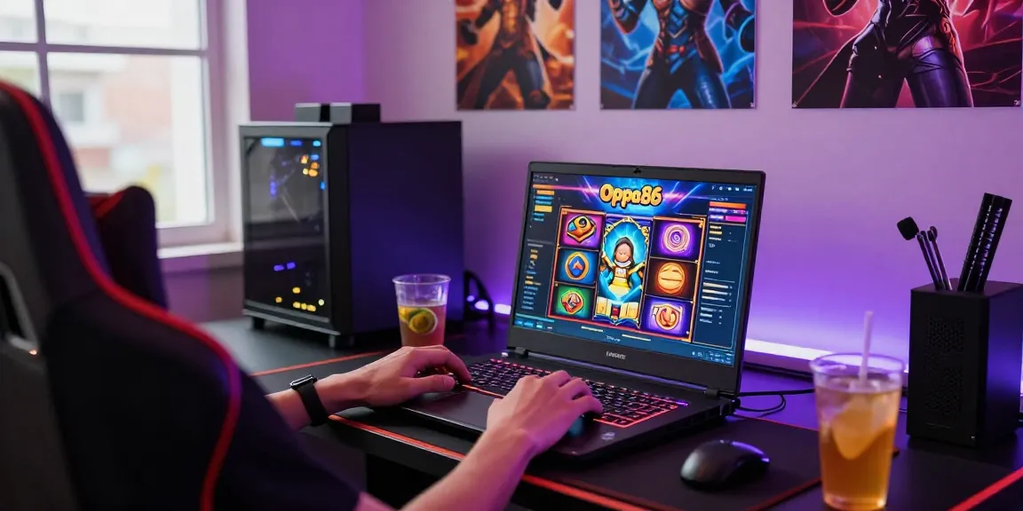 Engaged gamer enjoying the Oppa86 situs during an exciting online gaming session.