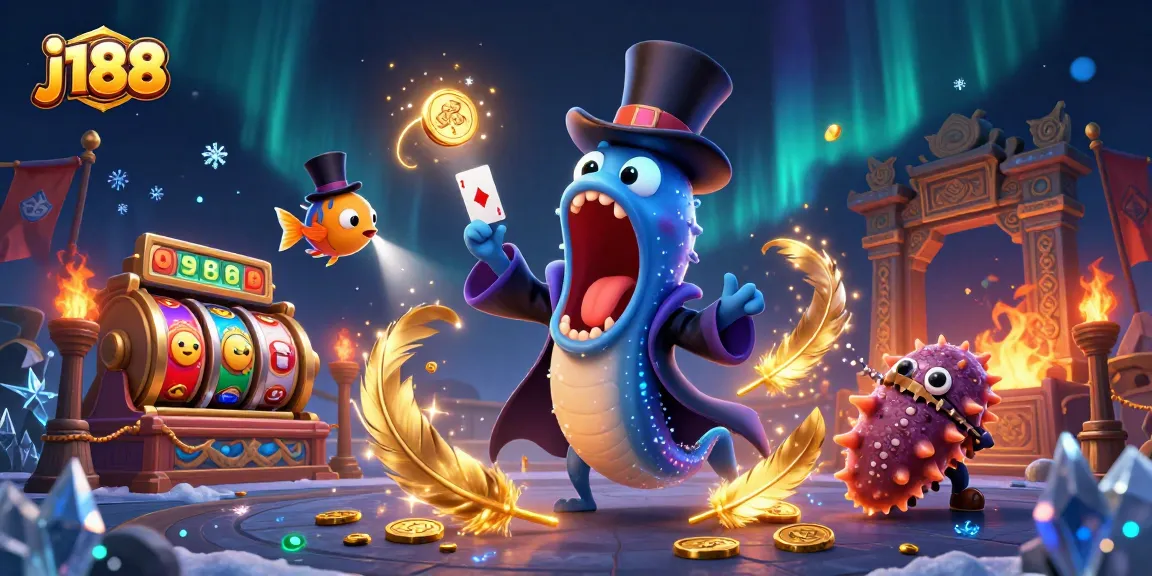 j188 showcases a vibrant scene with a magician eel, anglerfish spotlighting, and slot elements.