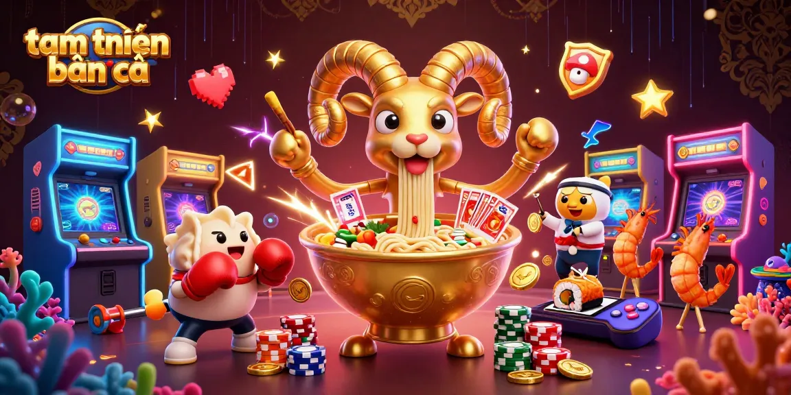 Tam tiên bắn cá game scene showcasing a vibrant casino with fish shooting elements and cartoon characters.