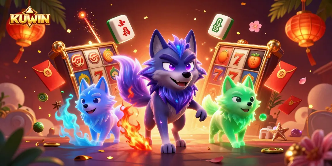Engage with KUWIN's thrilling slots experience featuring a spectral wolf pack in a vibrant scene.