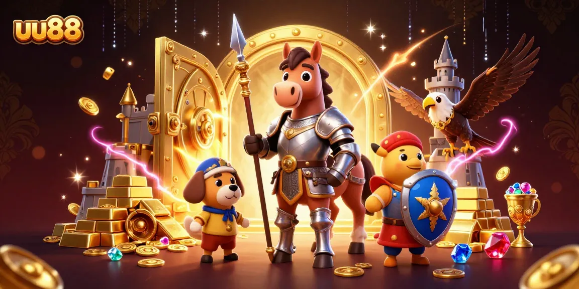 Experience the thrill of uu88 with this rich and dynamic 3D casino scene filled with treasures.