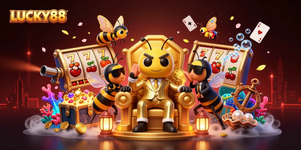 Join the LUCKY88 adventure and win big in colorful slots with this vibrant casino scene.