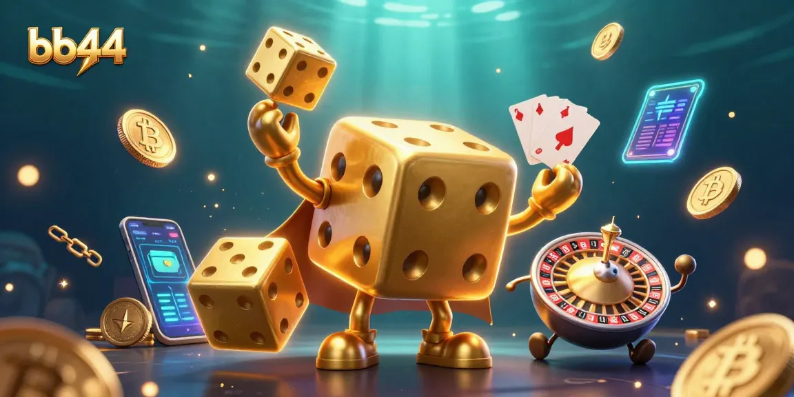 Experience thrilling victories with bb44's vibrant gaming scene featuring golden dice and cryptocurrencies.