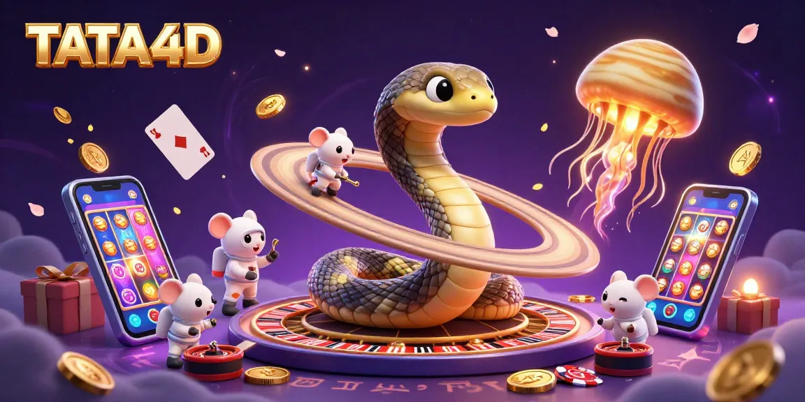 TATA4D players experience cosmic betting with a colorful slot and roulette scene in an animated universe.