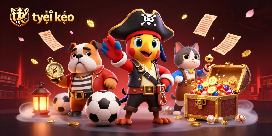 Engage with tỷ lệ kèo through colorful sports betting scene, featuring vibrant characters and dynamic elements.