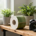 Bamboo Toilet Paper displayed elegantly in a serene bathroom environment, promoting eco-friendly choices.