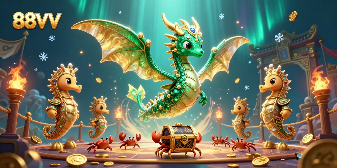Engage in exciting gameplay at 88VV, featuring vibrant casino elements and a dynamic treasure scene.