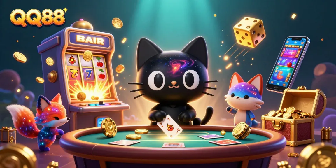 Experience the excitement of QQ88 casino with vibrant cosmic characters and spectacular gaming elements.