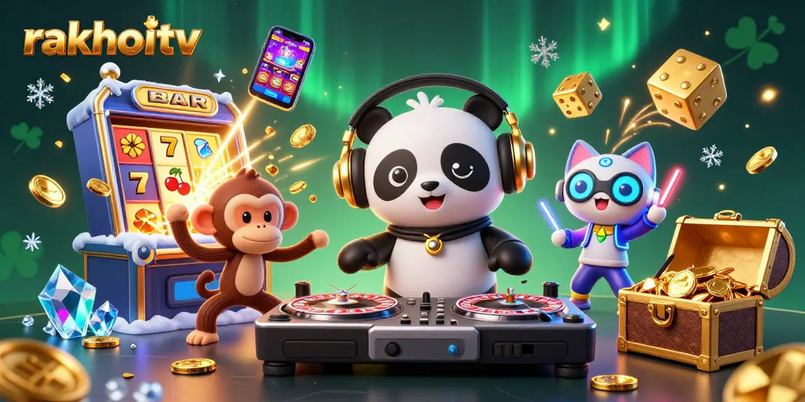 Experience thrilling gameplay with rakhoitv as a DJ panda and friends win big in a vibrant casino scene.
