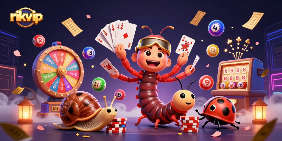 rikvip lottery game scene with vibrant characters and dynamic elements celebrating big wins