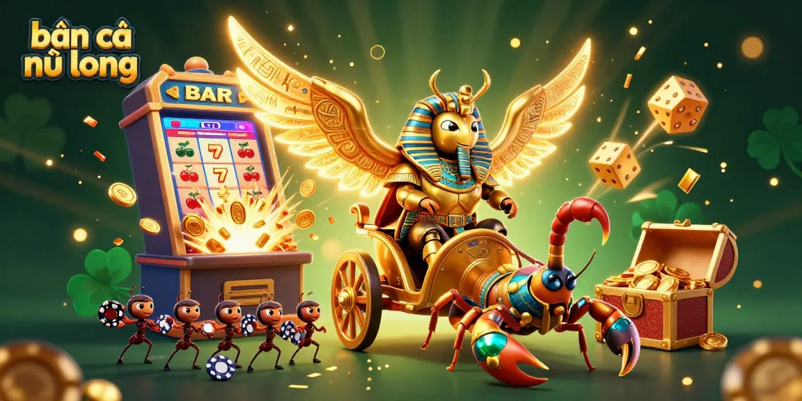 Engage with bắn cá ngũ long in this vibrant 3D casino scene filled with thrilling action and iconic symbols.