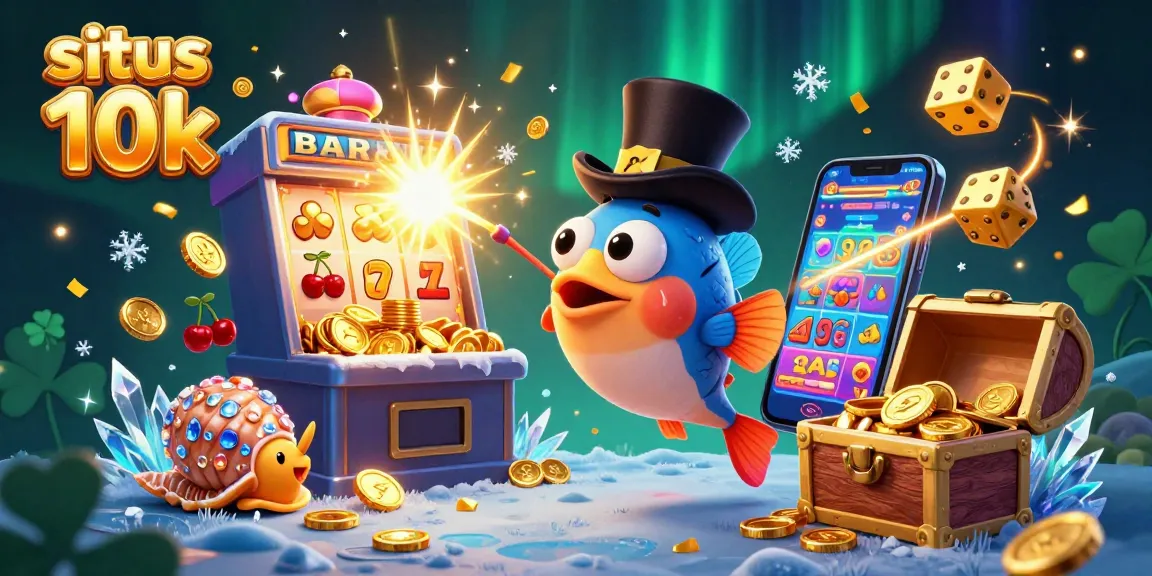 A dynamic casino scene showing a 3D anglerfish with golden coins, representing situs depo 10k excitement.