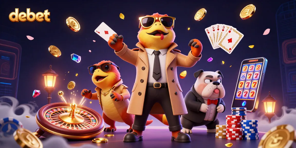 Win with debet at this vibrant casino scene showcasing 3D raptors interacting in a thrilling atmosphere.