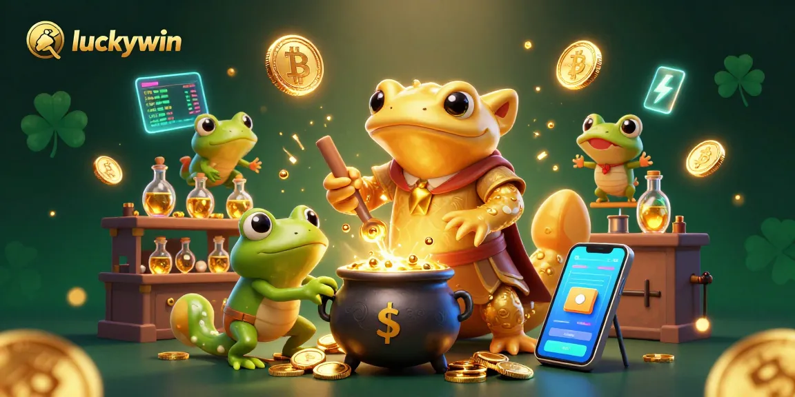 Experience the enchanting world of luckywin with a golden salamander alchemist crafting gold coins in a whimsical casino.