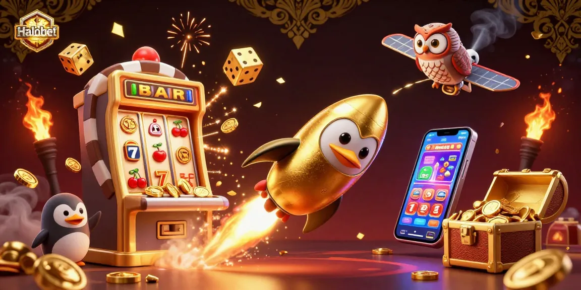 Experience excitement at Halobet with a golden penguin launching into a jackpot-filled adventure!